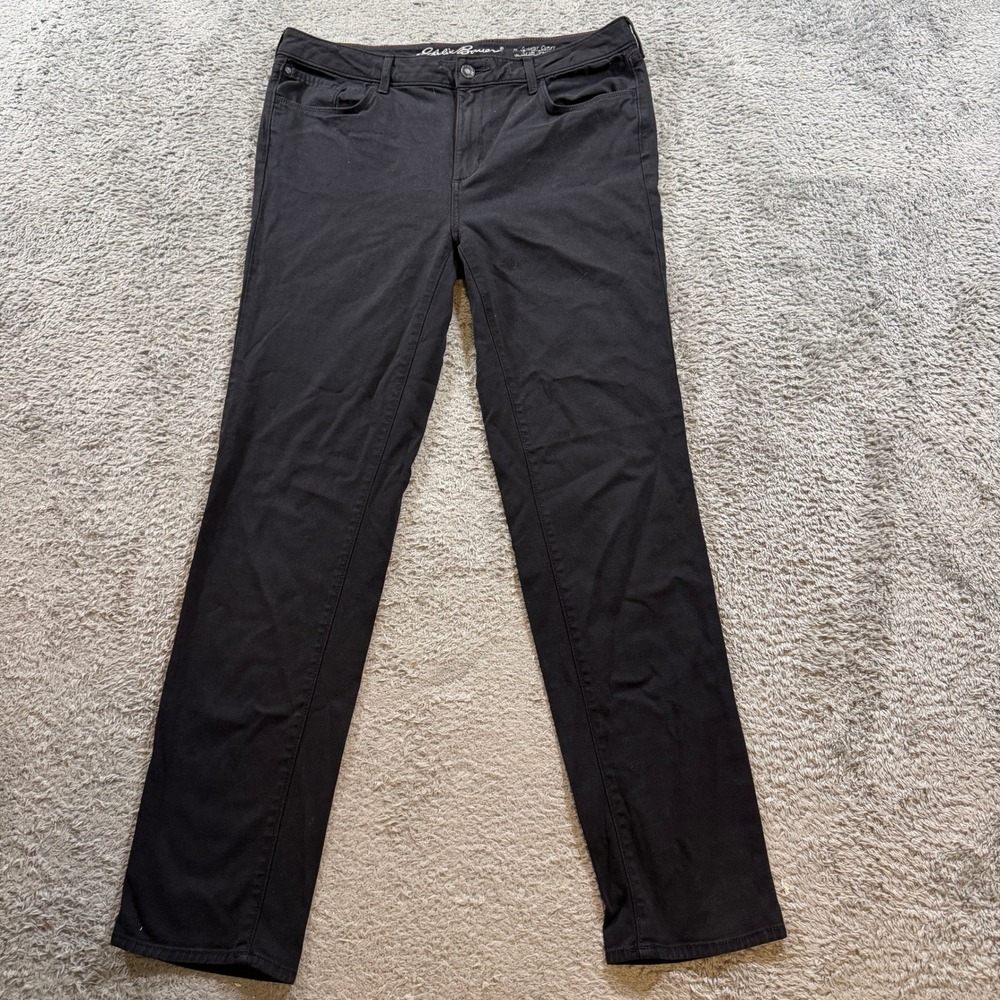 Eddie Bauer Slim Straight Pants 16T Black Womens Slightly Curvy Tall